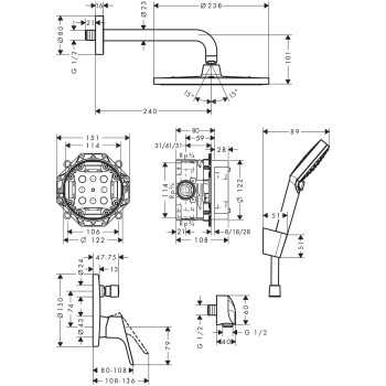 Dušas sistēma Hansgrohe Crometta S Shower system 240 1jet 27958000 hromēts
