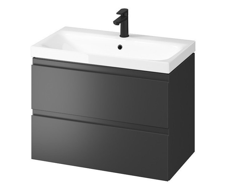 Шкаф для ванной комнаты с раковиной Cersanit MODUO 80 Антрацит S801-484