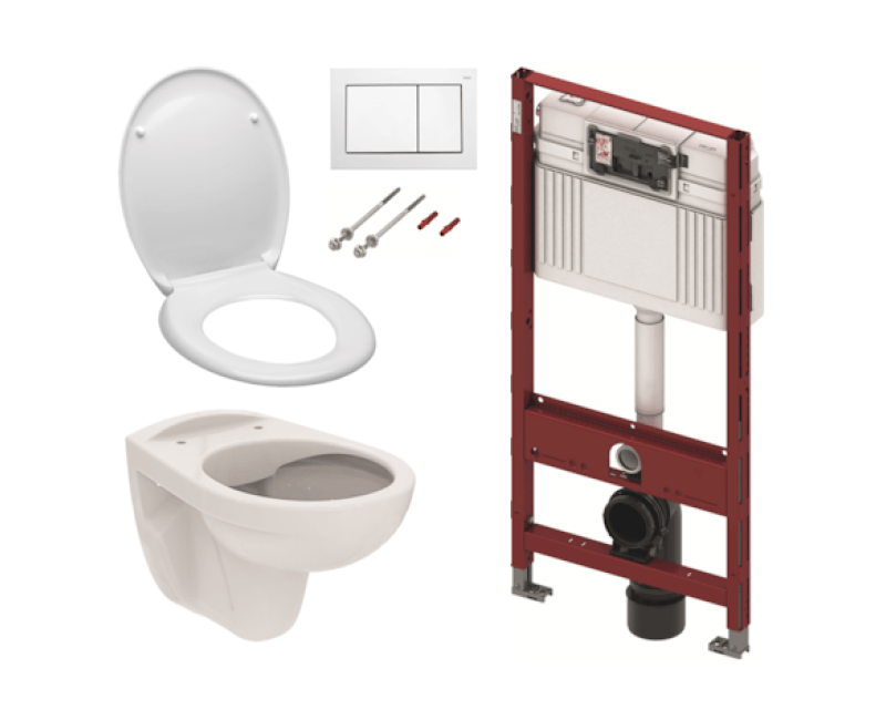 Tualetes poda komplekts Rāmis Tece ar podu S-Line Pro, SoftClose vāku un Baltu pogu KMPLSIKOTS