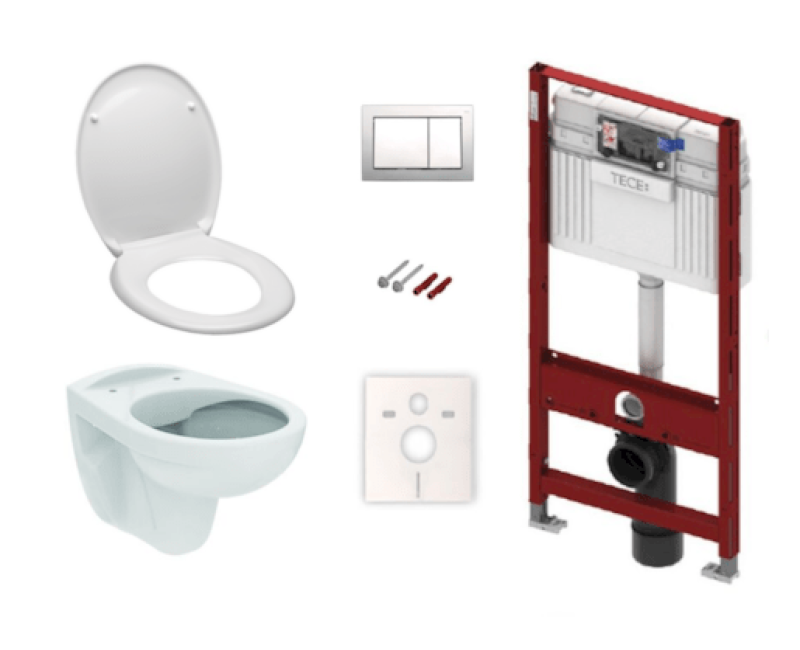 Tualetes poda komplekts Rāmis Tece ar podu S-Line Pro, SoftClose vāku un Hromētu pogu KMPLSIKOTSCR