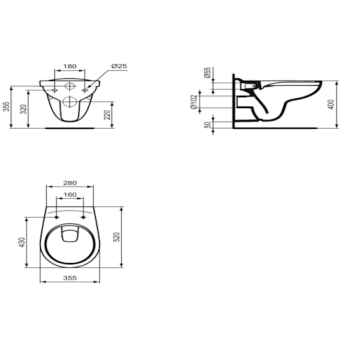 Tualetes poda komplekts Rāmis Tece ar podu S-Line Pro, SoftClose vāku un Hromētu pogu KMPLSIKOTSCR