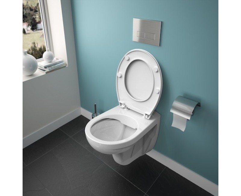 Tualetes poda komplekts Rāmis Tece ar podu S-Line Pro, SoftClose vāku un Baltu pogu KMPLSIKOTS