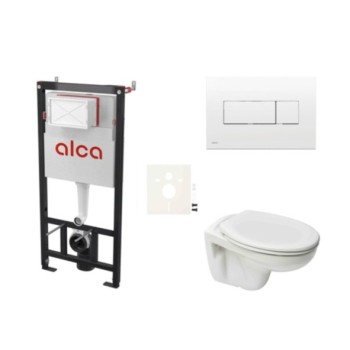 Tualetes poda komplekts Rāmis Alca ar podu S-Line Pro Rimless, vāku un Baltu pogu SIKOASP4