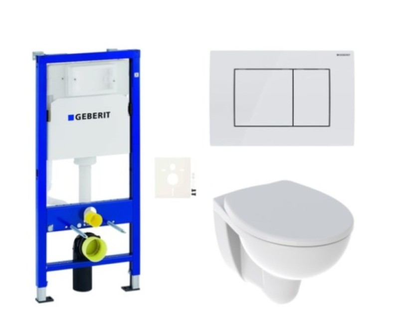 Комплект унитаза, рама Geberit с унитазом Kolo Rekord, крышкой и белой кнопкой. SIKOGES3K2