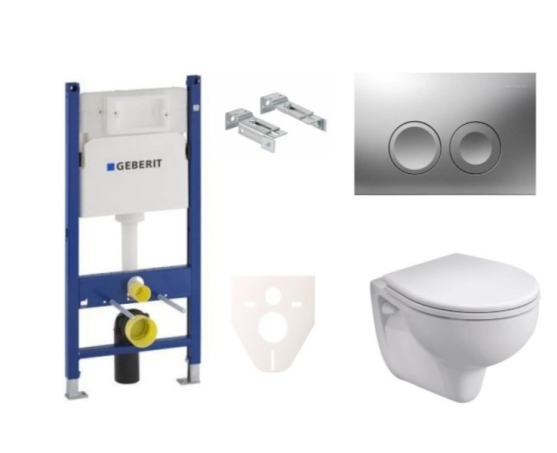 Комплект унитаза, рама Geberit с унитазом Kolo Rekord, крышкой и хромированной кнопкой. SIKOGES7K3