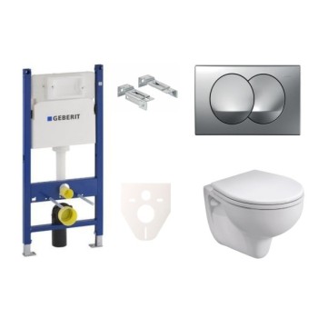 Tualetes poda komplekts Rāmis Geberit ar podu Kolo Rekord, vāku un Hromētu pogu SIKOGES7K72