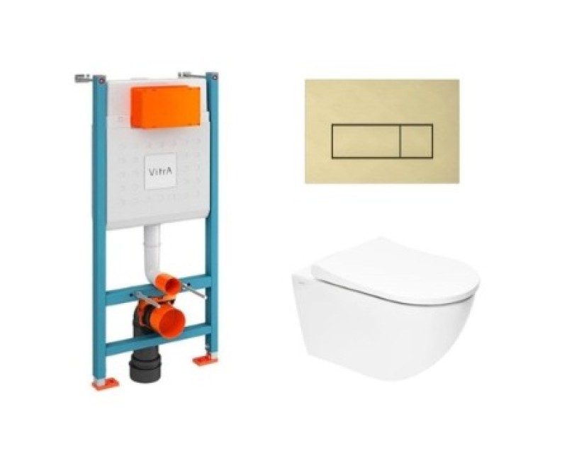 Tualetes poda komplekts Rāmis Vitra ar podu Vitra S60 Rimless, SoftClose vāku un Baltu pogu SIKOVSG1