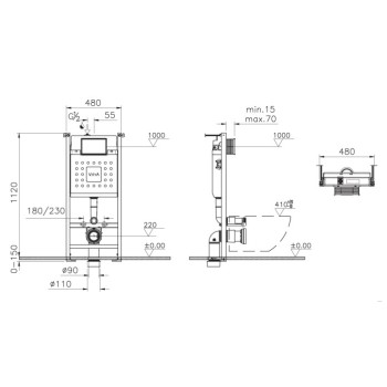 Tualetes poda komplekts Rāmis Vitra ar podu Vitra S60 Rimless, SoftClose vāku un Baltu pogu SIKOVSG1
