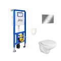 Комплект унитаза, рама Jika с унитазом Fayans Neo Rimless, крышкой и хромированной кнопкой. SIKOJSJ2