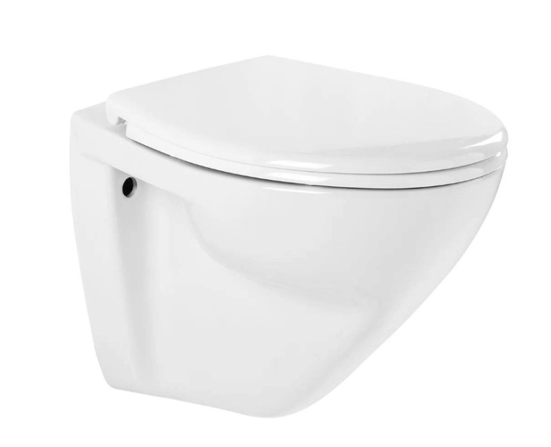 Tualetes poda Komplekts Sanindusa Sanfix rāmis ar Cetus 48 Rimfree Baltu podu ar vāku SoftClose un Hromētu pogu