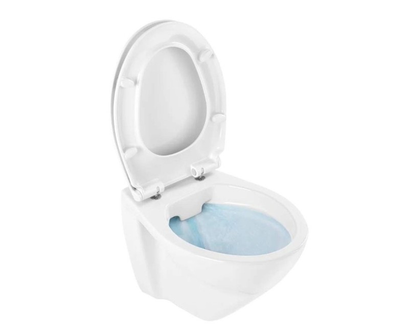 Tualetes poda Komplekts Sanindusa Sanfix rāmis ar Cetus 48 Rimfree Baltu podu ar vāku SoftClose un Hromētu pogu