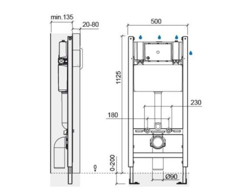 Tualetes poda Komplekts Sanindusa Sanfix rāmis ar Cetus 48 Rimfree Baltu podu ar vāku SoftClose un Hromētu pogu