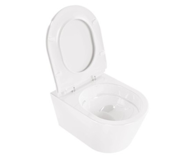 Tualetes poda Komplekts Sanindusa Sanfix rāmis ar Urb.y 48 Rimfree Baltu podu ar vāku SoftClose un Hromētu pogu