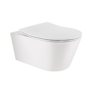 Tualetes poda Komplekts Sanindusa Sanfix rāmis ar Urb.y 48 Rimfree Baltu podu ar vāku SoftClose un Hromētu pogu