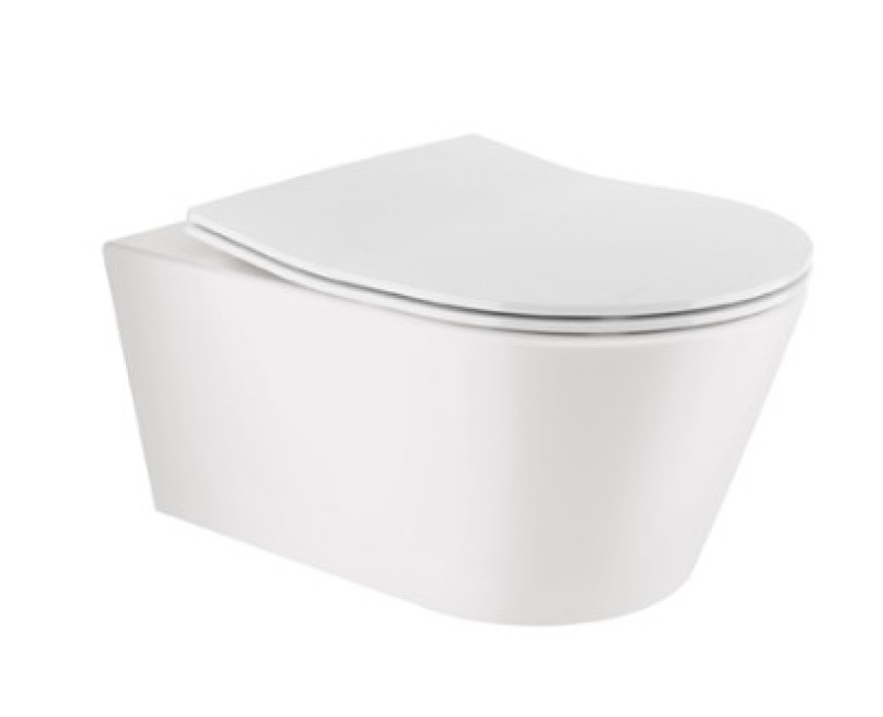 Tualetes poda Komplekts Sanindusa Sanfix rāmis ar Urb.y 48 Rimfree Baltu podu ar vāku SoftClose un Hromētu pogu