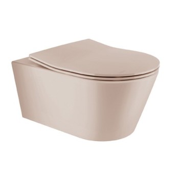 Tualetes poda Komplekts Sanindusa Sanfix rāmis ar Urb.y 48 Rimfree Taupe Matt podu ar vāku SoftClose un Hromētu pogu