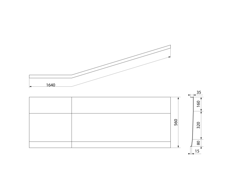 Vannas panelis Polysan Projekta 160 L (Kreisais), balts 20312