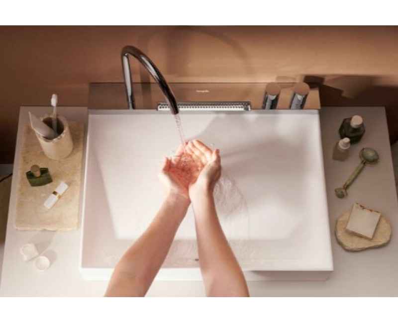 Комплект для ванной комнаты с раковиной Hansgrohe Avalegra, раковина 58x48 см, с термостатическим смесителем и душем, 2 режима струи, хром 22472000