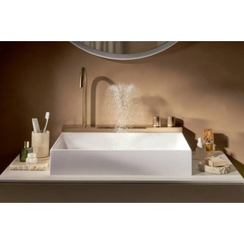 Vannas istabas izlietnes komplekts Hansgrohe Avalegra, izlietne 58x48 cm, ar termostatisko jaucējkrānu un dušu, 2 strūklas, pulēta bronza 22472140