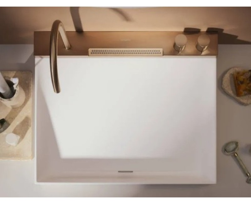 Vannas istabas izlietnes komplekts Hansgrohe Avalegra, izlietne 58x48 cm, ar termostatisko jaucējkrānu un dušu, 2 strūklas, pulēta bronza 22472140