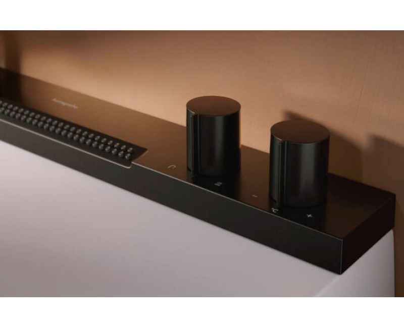 Vannas istabas izlietnes komplekts Hansgrohe Avalegra, izlietne 58x48 cm, ar termostatisko jaucējkrānu un dušu, 2 strūklas, birstēts melns hroms 22472340