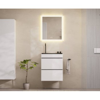Vannas istabas izlietnes komplekts Hansgrohe Avalegra, izlietne 58x48 cm, ar termostatisko jaucējkrānu un dušu, 2 strūklas, birstēts melns hroms 22472340