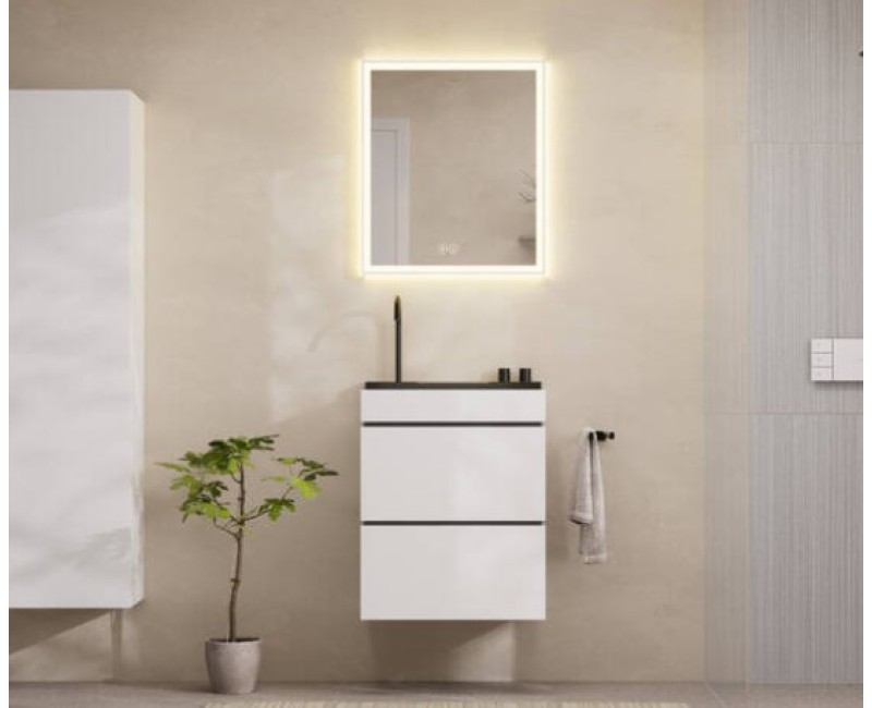 Vannas istabas izlietnes komplekts Hansgrohe Avalegra, izlietne 58x48 cm, ar termostatisko jaucējkrānu un dušu, 2 strūklas, birstēts melns hroms 22472340