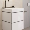 Vannas istabas izlietnes komplekts Hansgrohe Avalegra, izlietne 58x48 cm, ar termostatisko jaucējkrānu un dušu, 2 strūklas, birstēts melns hroms 22472340