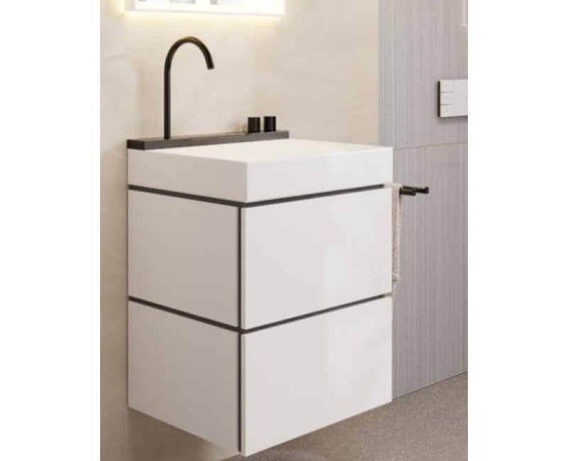 Vannas istabas izlietnes komplekts Hansgrohe Avalegra, izlietne 58x48 cm, ar termostatisko jaucējkrānu un dušu, 2 strūklas, birstēts melns hroms 22472340