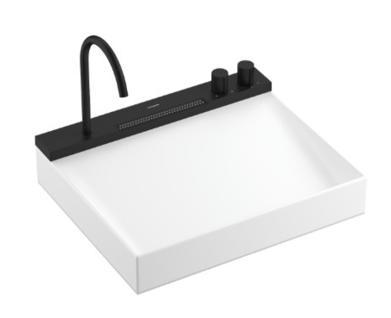 Vannas istabas izlietnes komplekts Hansgrohe Avalegra - izlietne 58x48 cm, ar termostatisko jaucējkrānu un dušu, 2 strūklas, matēti melna 22472670