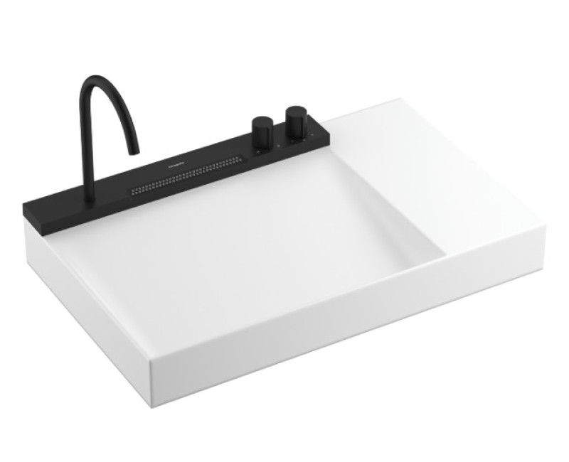 Vannas istabas izlietnes komplekts Hansgrohe Avalegra - izlietne 78x48 cm, ar termostatisko jaucējkrānu un dušu, 2 strūklas, matēti melna 22473670