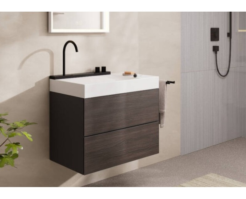 Vannas istabas izlietnes komplekts Hansgrohe Avalegra - izlietne 78x48 cm, ar termostatisko jaucējkrānu un dušu, 2 strūklas, matēti melna 22473670