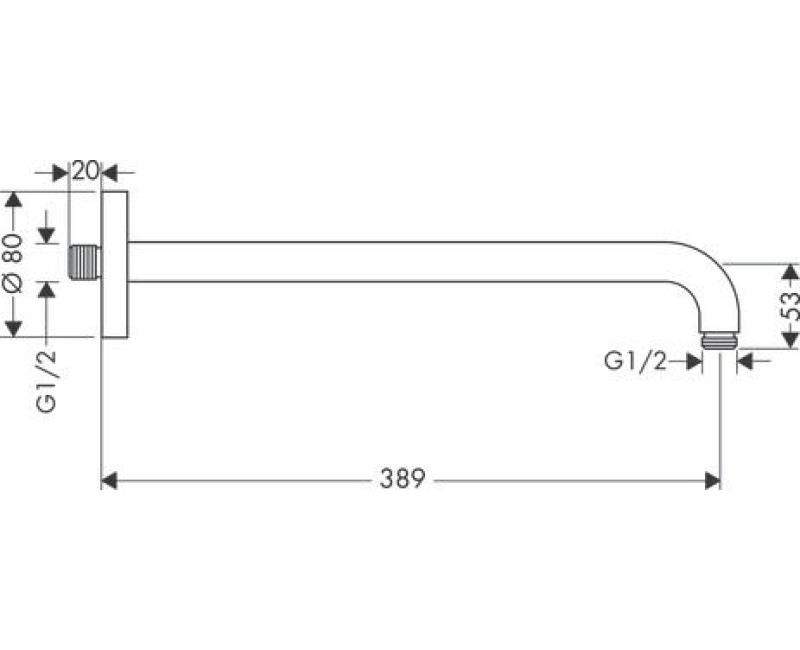 Dušas galvas turētājs Hansgrohe Aktiva 39 cm, birstēts melns hroms 27413340