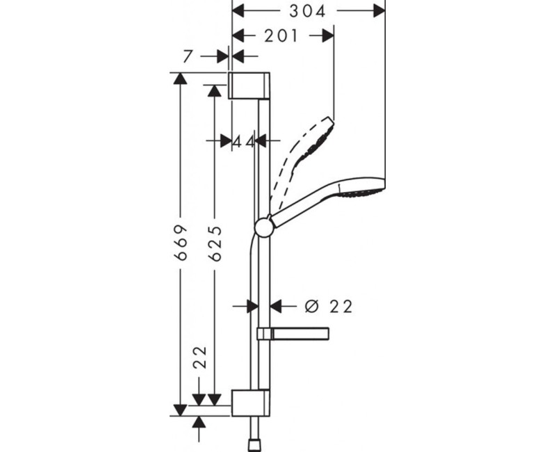 Душевой комплект Hansgrohe Croma Select S Vario 0,65 м с мыльницей Casetta, белый/хром 26566400