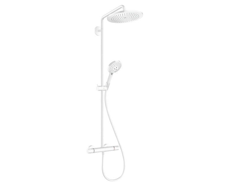 Dušas sistēma Hansgrohe Croma Select S Showerpipe 280 ar termostatu, EcoSmart, matēti balta 26891700