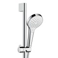 Dušas sistēma Hansgrohe Croma Select S ar termostatu, 3 plūsmas veidi, dušas stienis 65 cm, balts/hroms 27013400