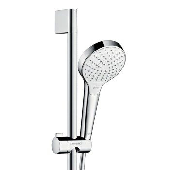 Dušas sistēma Hansgrohe Croma Select S ar termostatu, 3 plūsmas veidi, dušas stienis 65 cm, balts/hroms 27013400