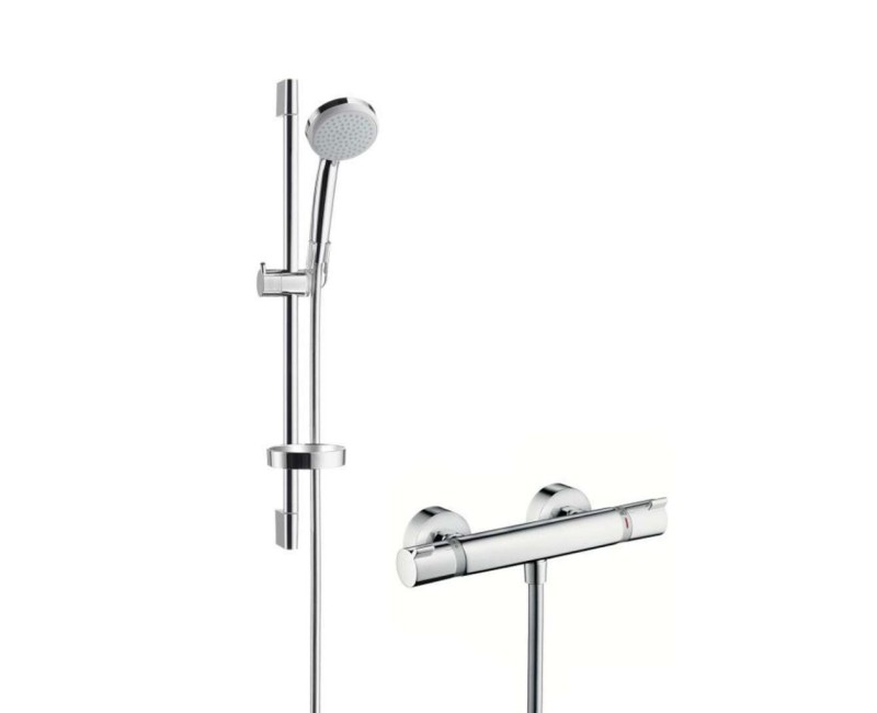 Душевой набор Hansgrohe Croma 100 с термостатом, 3 режима струи, EcoSmart 9 л/мин, хром 27032000