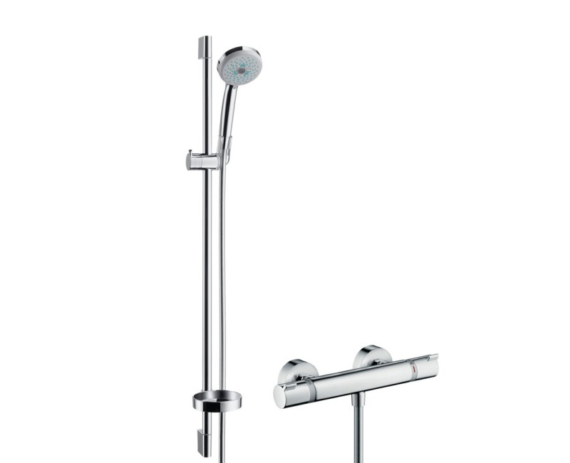 Душевая система Hansgrohe Croma 100 с термостатом, 3 режима струи, штанга 90 см, хром 27085000