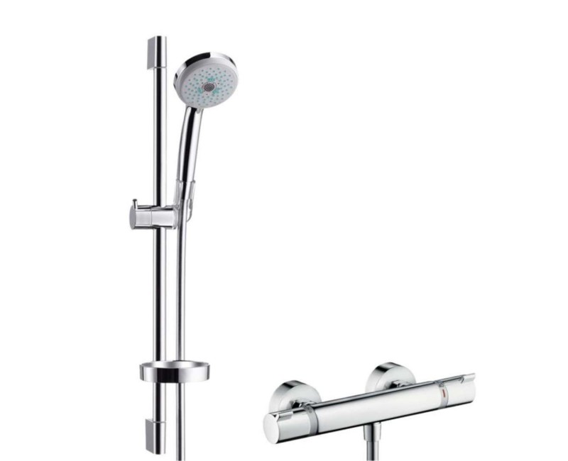 Душевая система Hansgrohe Croma 100 с термостатом, 3 режима струи, штанга 65 см, хром 27086000