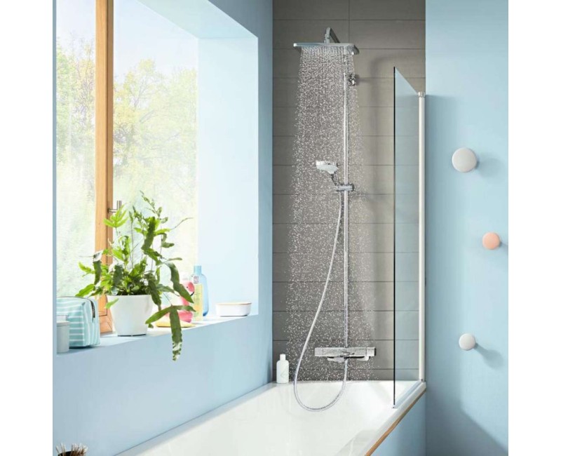 Dušas sistēma Hansgrohe Croma ar vannas termostatu, 28x17 cm, 3 plūsmas veidi, hroms 27687000