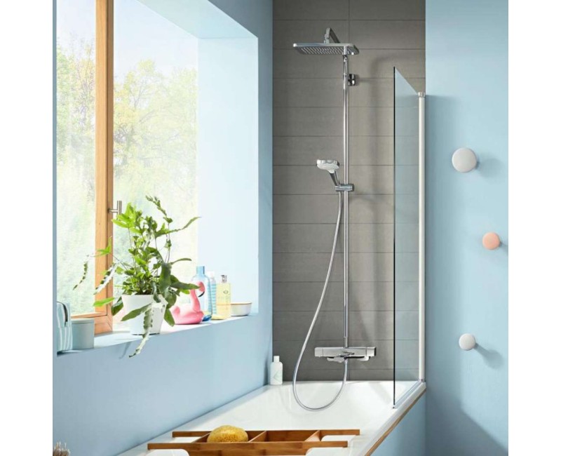 Dušas sistēma Hansgrohe Croma ar vannas termostatu, 28x17 cm, 3 plūsmas veidi, hroms 27687000