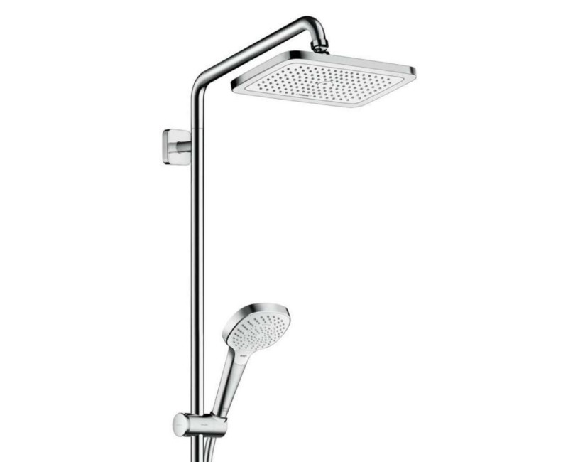 Dušas sistēma Hansgrohe Croma ar vannas termostatu, 28x17 cm, 3 plūsmas veidi, hroms 27687000