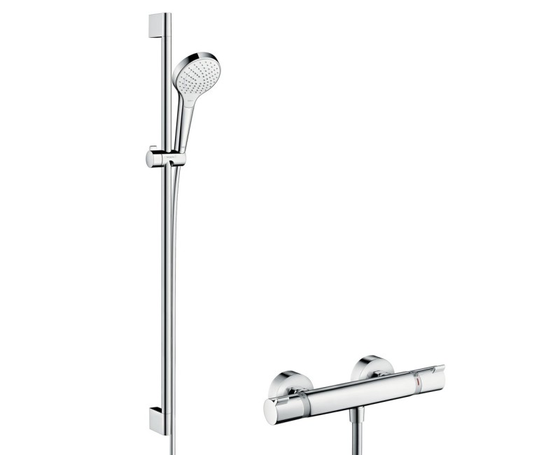 Dušas sistēma Hansgrohe Croma Select S ar Ecostat termostatu, 2 plūsmas režīmi, hroms 27833400