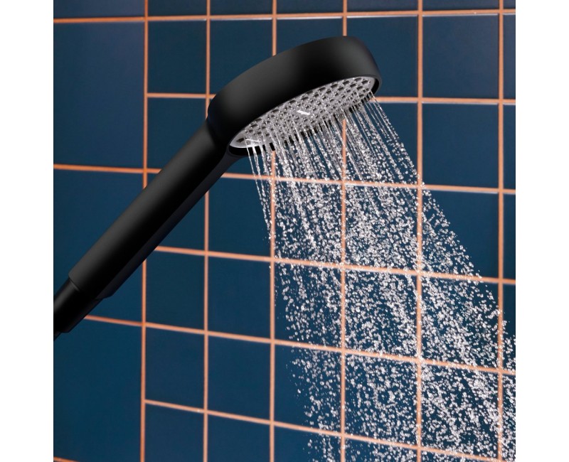 Dušas Komplekts Hansgrohe Activera Select S rokas duša, stienis un šļūtene, 2 plūsmas, EcoSmart, matēti melna 28050670