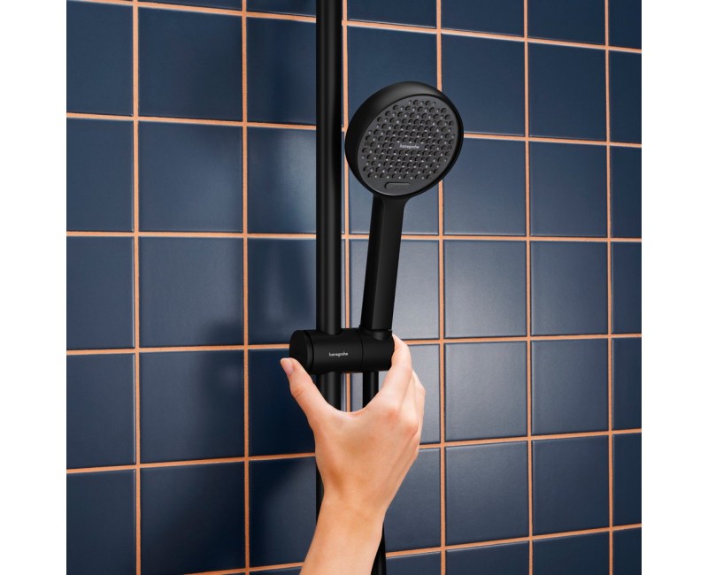 Dušas Komplekts Hansgrohe Activera Select S rokas duša, stienis un šļūtene, 2 plūsmas, EcoSmart, matēti melna 28050670