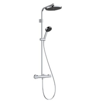 Dušas Sistēma Hansgrohe Activera S ar termostatu, D 24 cm, 2 plūsmas veidi, EcoSmart, hroms 28078000