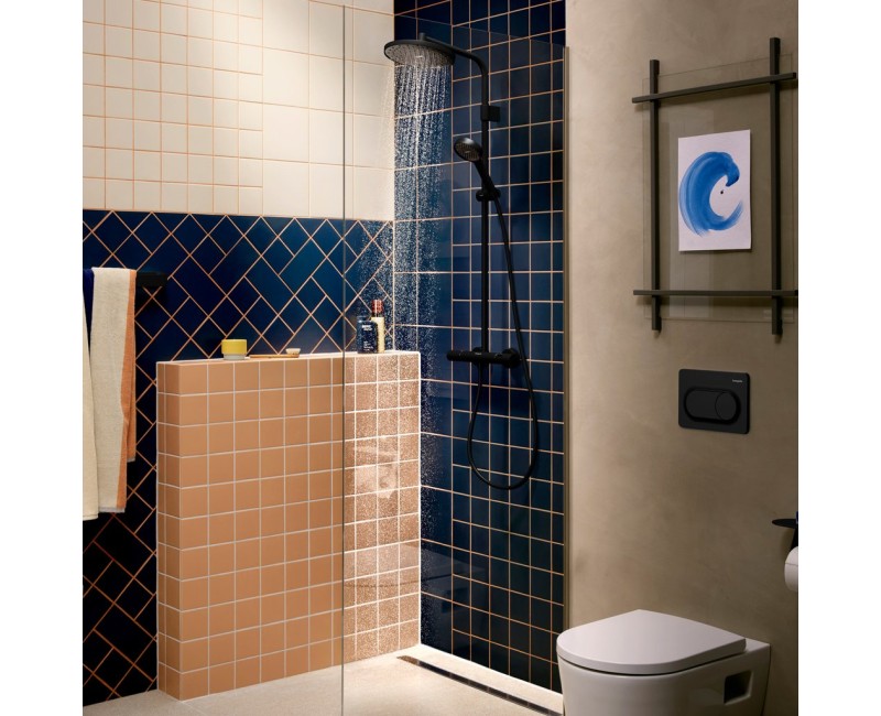 Dušas Sistēma Hansgrohe Activera S ar termostatu, D 24 cm, 2 plūsmas veidi, EcoSmart+, matēti melns 28083670