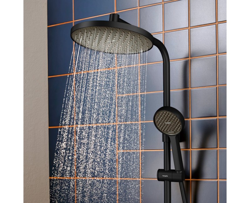 Dušas Sistēma Hansgrohe Activera S ar termostatu, D 24 cm, 2 plūsmas veidi, EcoSmart+, matēti melns 28083670
