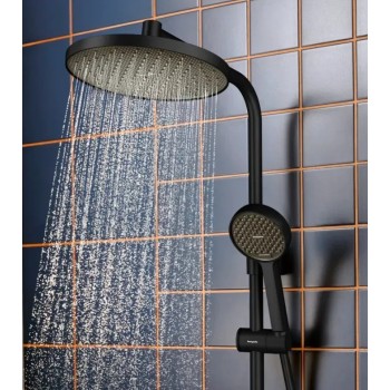 Dušas Sistēma Hansgrohe Activera S ar  termostatu, D 24 cm, 2 plūsmas veidi, EcoSmart, matēti melns 28871670